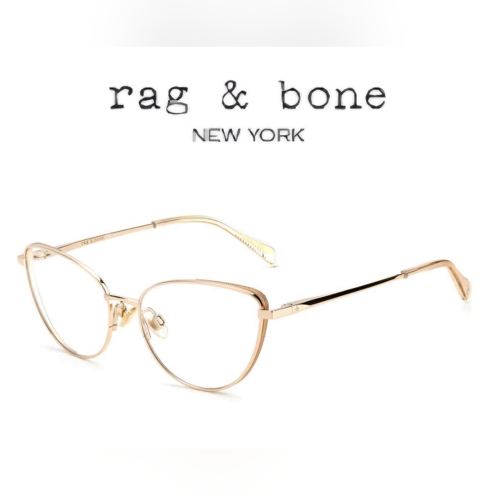 Rag & Bone RNB 3047 Titanium Eyeglasses Frames Cateye J5G Gold 54-16-140 mm